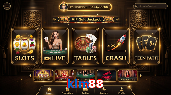 Main screen of Kim88 casino page for PK players